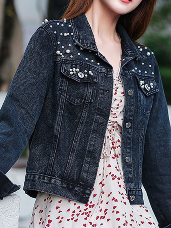 Ivyshape | Women's Denim Jacket Pearl