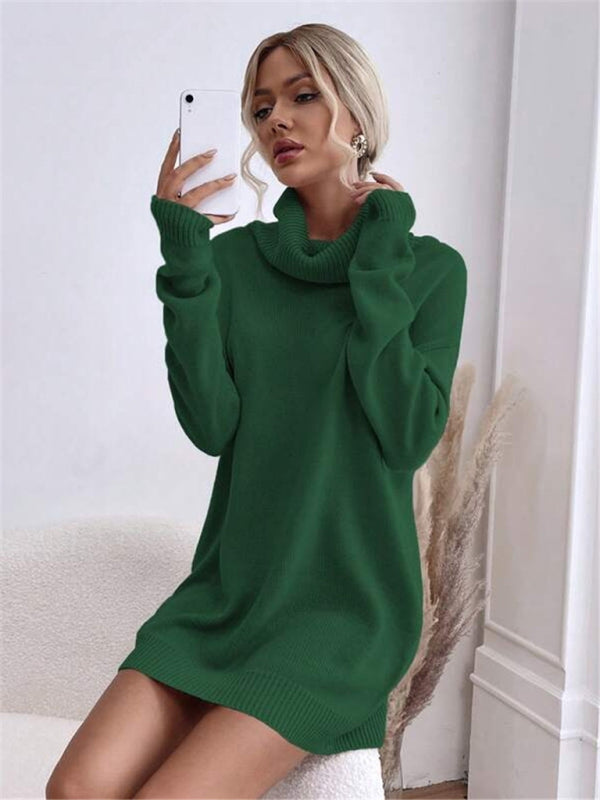 Ivyshape | Knitted Turtleneck Sweater Long Fit