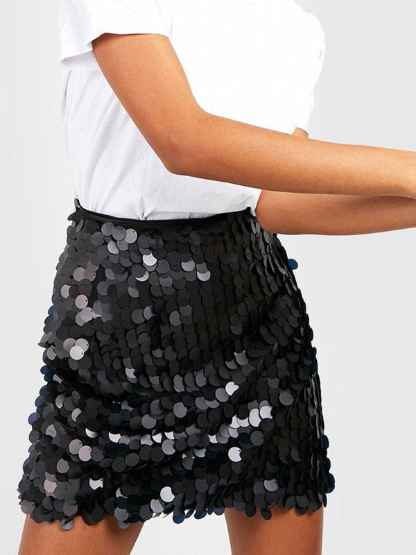 Ivyshape | Women's Sequins Short Skirt Stylish