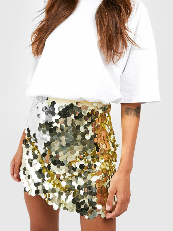 Ivyshape | Women's Sequins Short Skirt Stylish