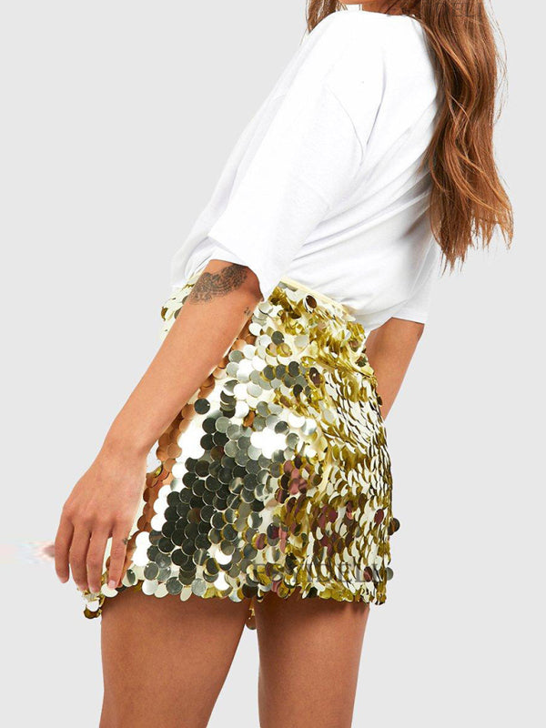 Ivyshape | Women's Sequins Short Skirt Stylish