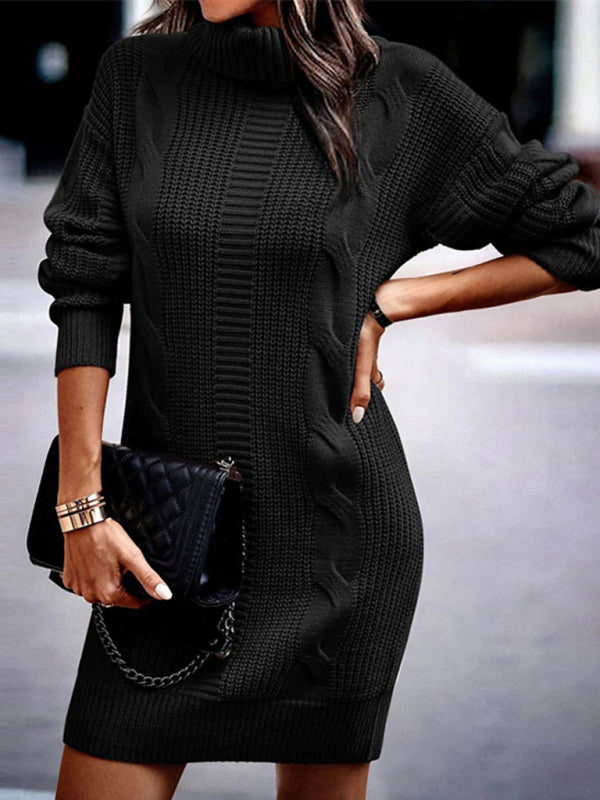 Ivyshape | Ribbed Long Sleeve Sweater Dress