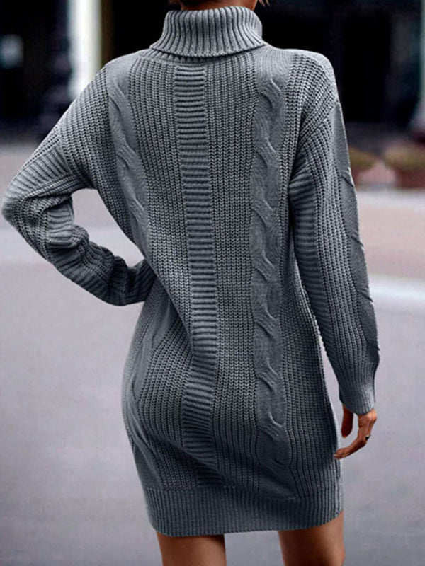 Ivyshape | Ribbed Long Sleeve Sweater Dress