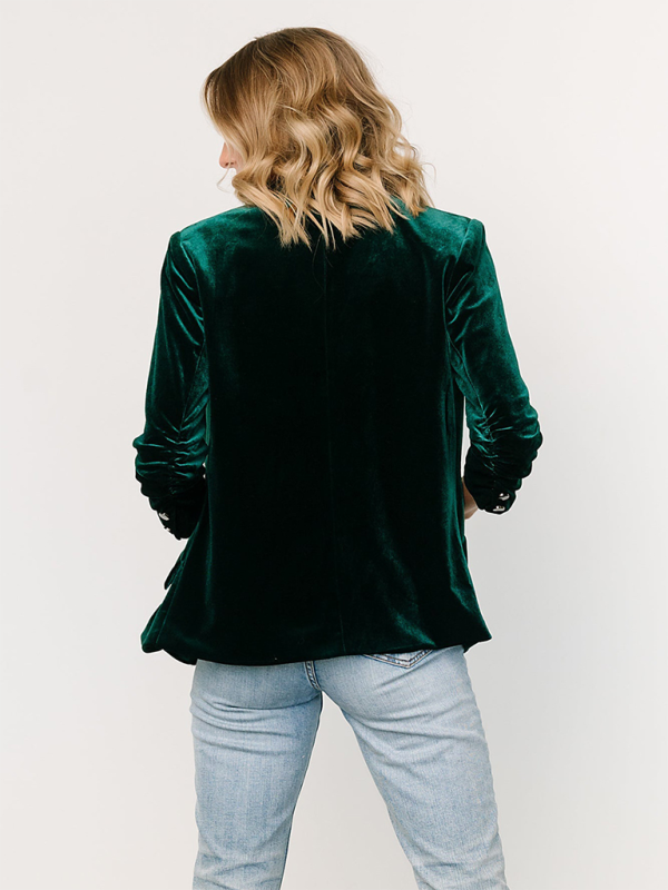 Ivyshape | Velvet Women's Blazer with Chapel and Pockets