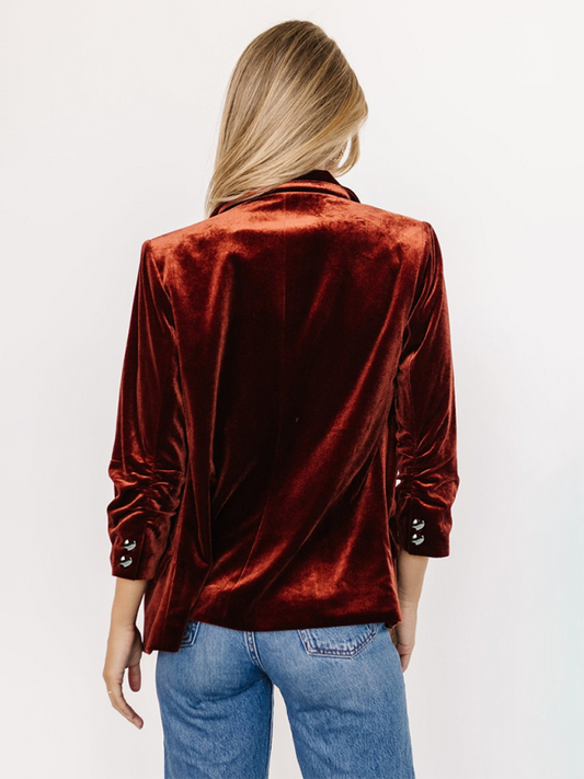 Ivyshape | Velvet Women's Blazer with Chapel and Pockets