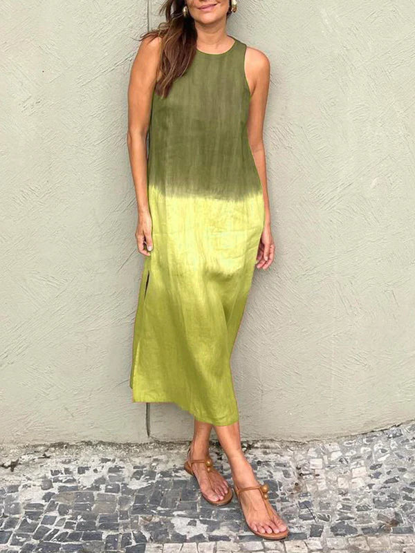 Ivyshape | Women's Ombre Colored Maxi Dress Sleeveless