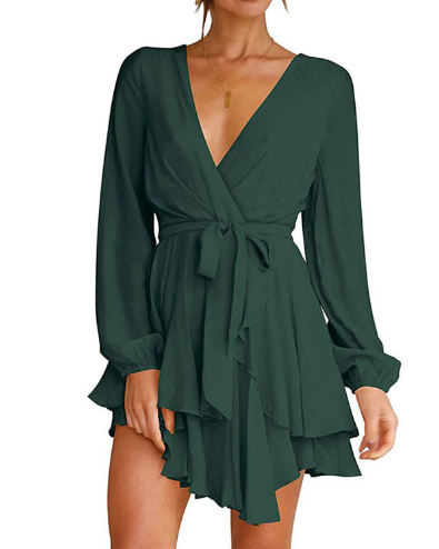 Ivyshape | Gwen Dress with V-Neck and Lantern Sleeves