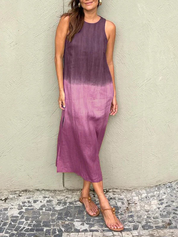 Ivyshape | Women's Ombre Colored Maxi Dress Sleeveless