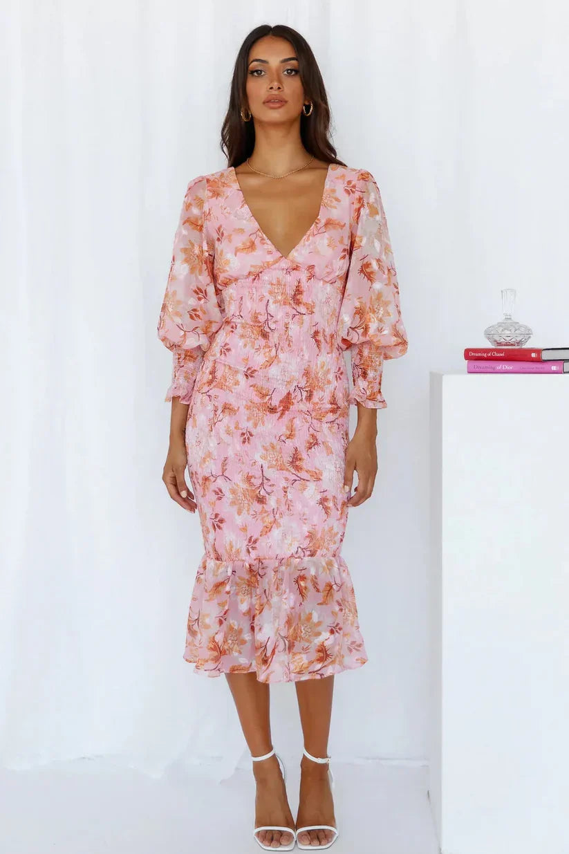 Ivyshape | Floral Print Midi Dress