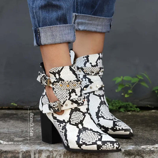 Ivyshape | Women's Stylish Ankle Boots White