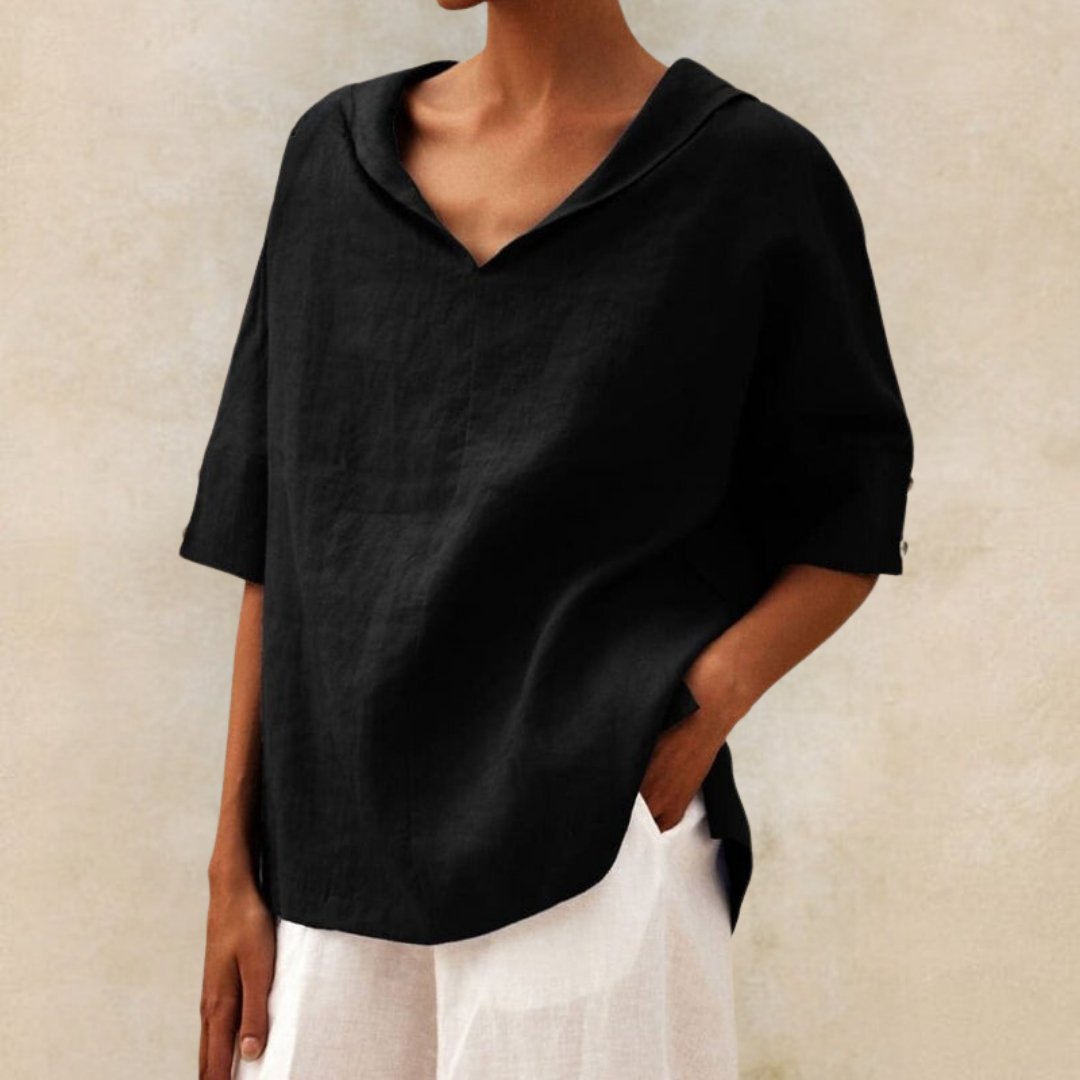 Ivyshape | Women's Casual Linen V-Neck Shirt