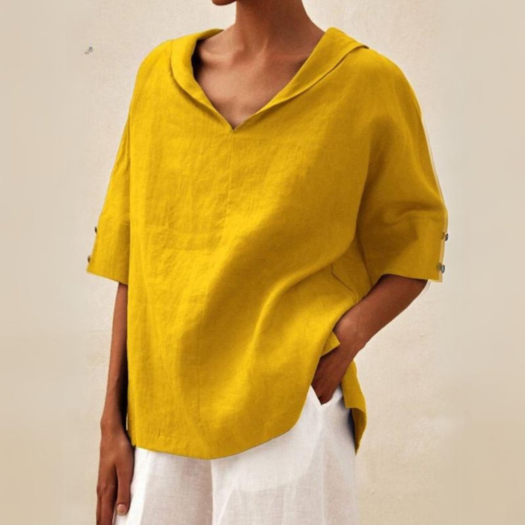 Ivyshape | Women's Casual Linen V-Neck Shirt