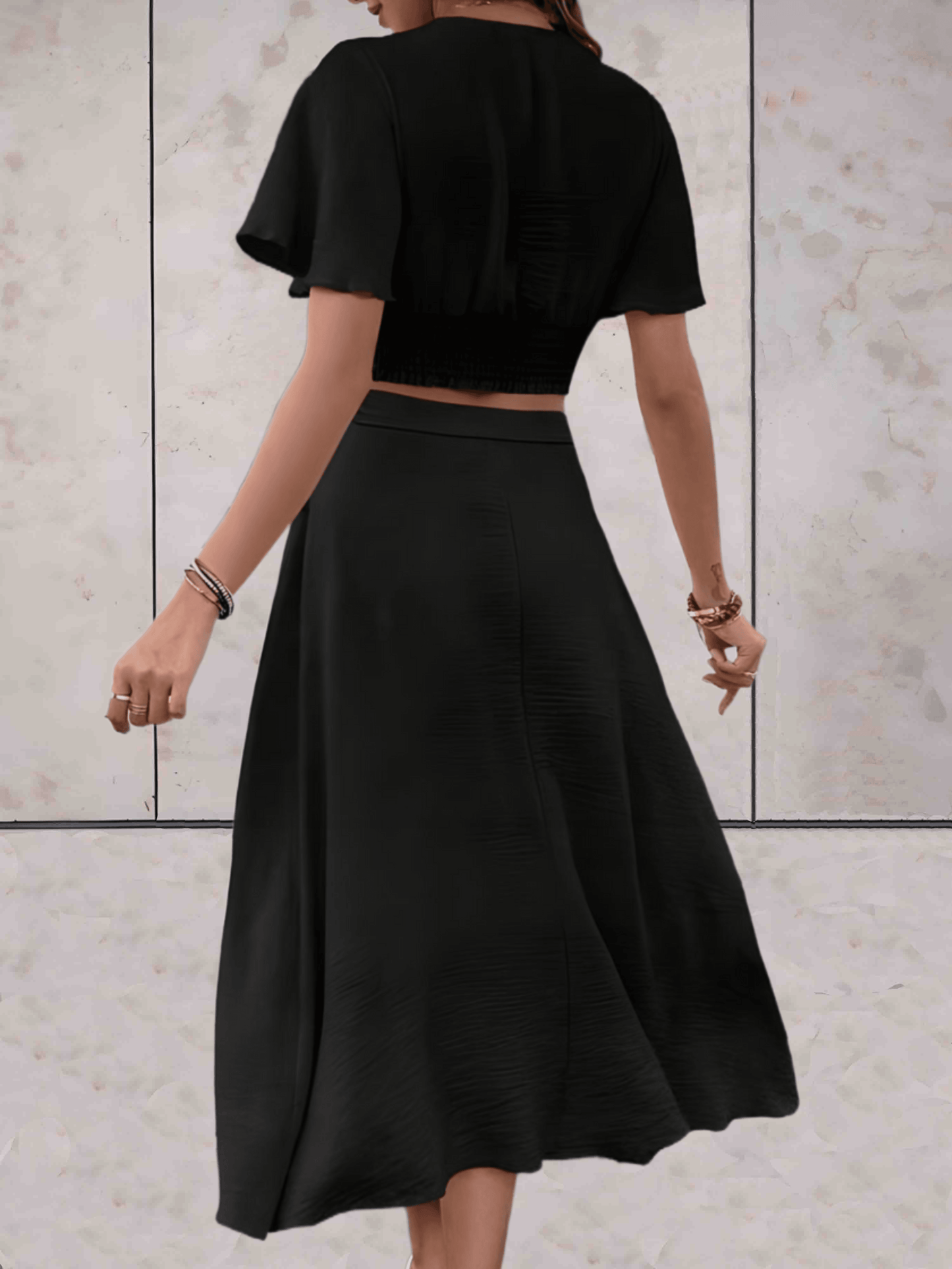 Ivyshape | with Wrap Top and Long Skirt with Side Slit