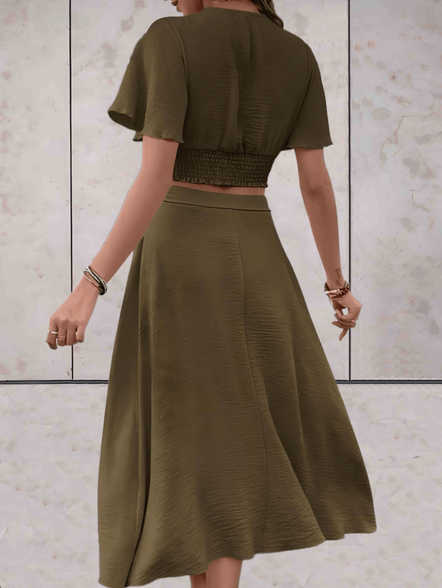 Ivyshape | with Wrap Top and Long Skirt with Side Slit