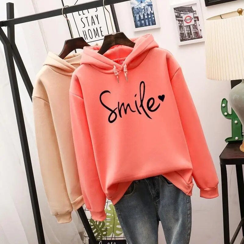Ivyshape | Casual Cut Smile Hoodie for Women