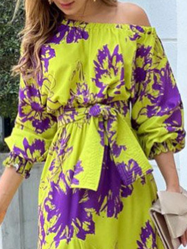 Commuter Print Dress with Lantern Sleeves