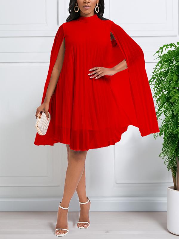 Chiffon Cape Bat Sleeve Plus-size Dress