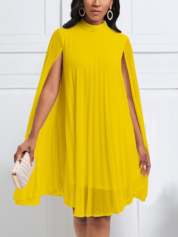 Chiffon Cape Bat Sleeve Plus-size Dress