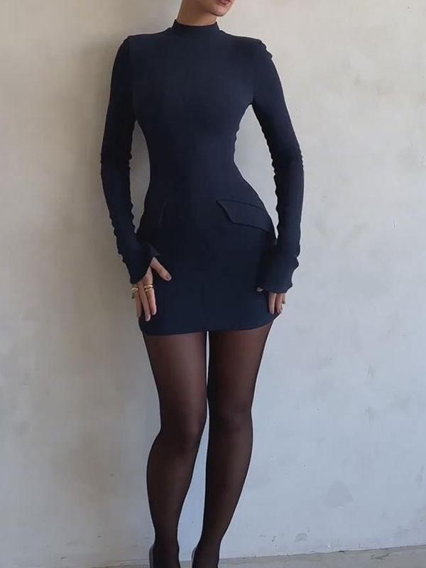 Sexy Solid Color Bodycon Mini Dress