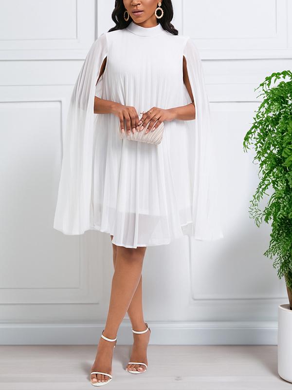 Chiffon Cape Bat Sleeve Plus-size Dress