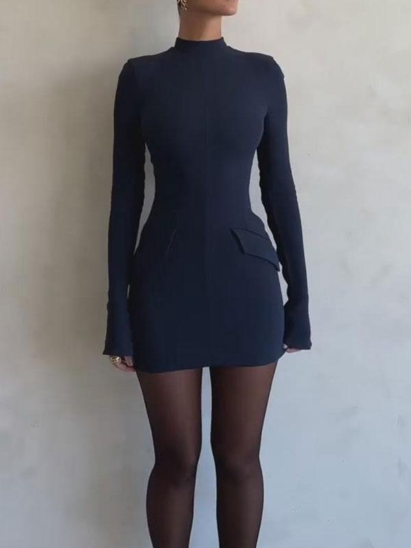 Sexy Solid Color Bodycon Mini Dress