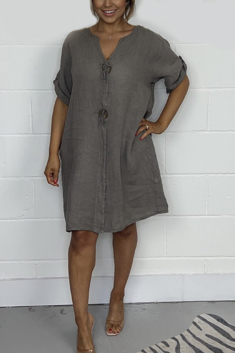 Women's Button Up Tunic Dress