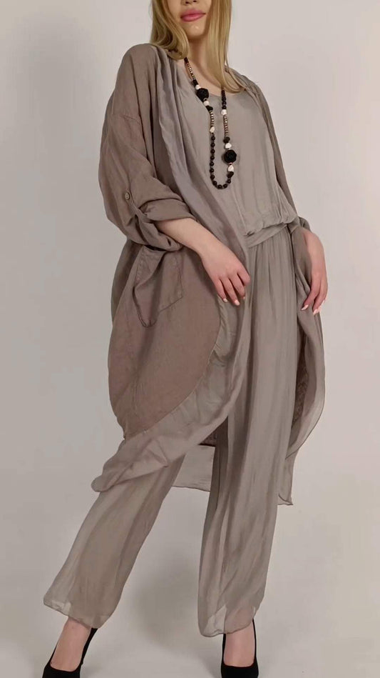 Women's Round Neck Chiffon Comfortable Loose Casual Three-piece Suit