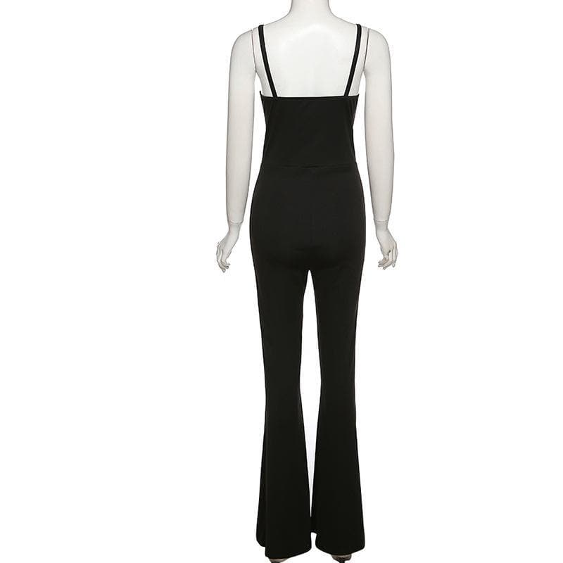 Sleeveless mesh flared jumpsuit