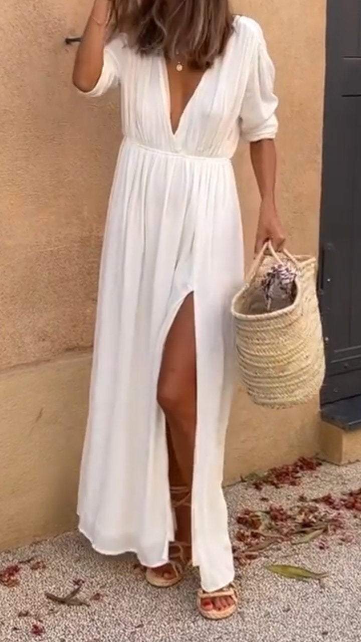 neck Mid-sleeve Casual Dress