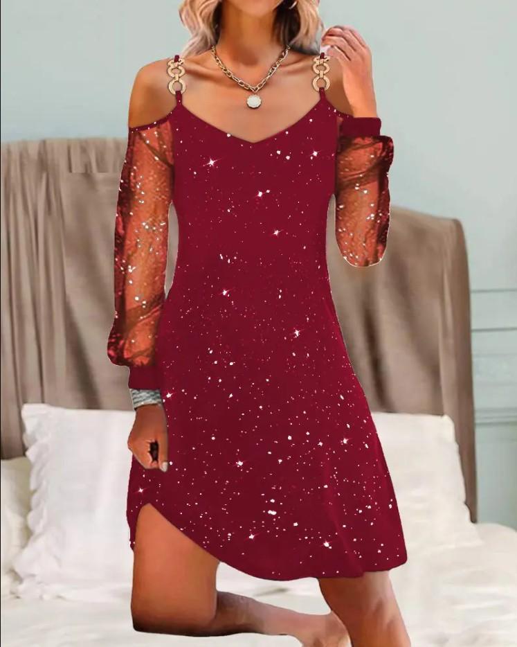 Party Dress Cocktail Dress Wedding Guest Dress Mini Dress Black Red Blue Long Sleeve Pure Color Mesh Spring Fall V Neck Fashion Wedding Guest Birthday Vacation