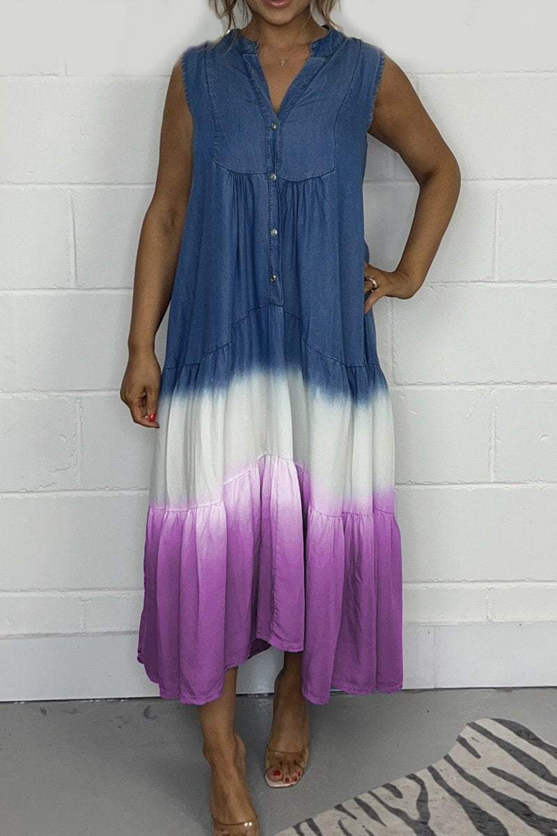 Ivyshape | Women's Tie Dye Color Dress Maxi