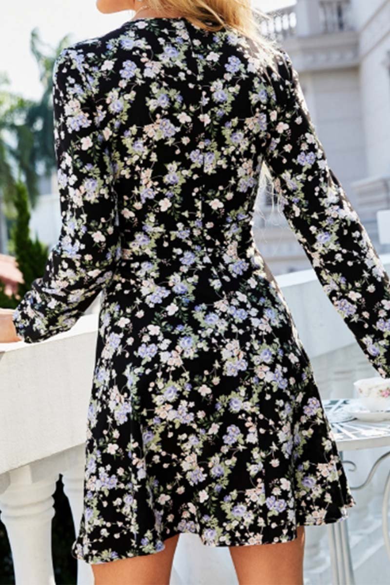 Floral long-sleeved lady's dress