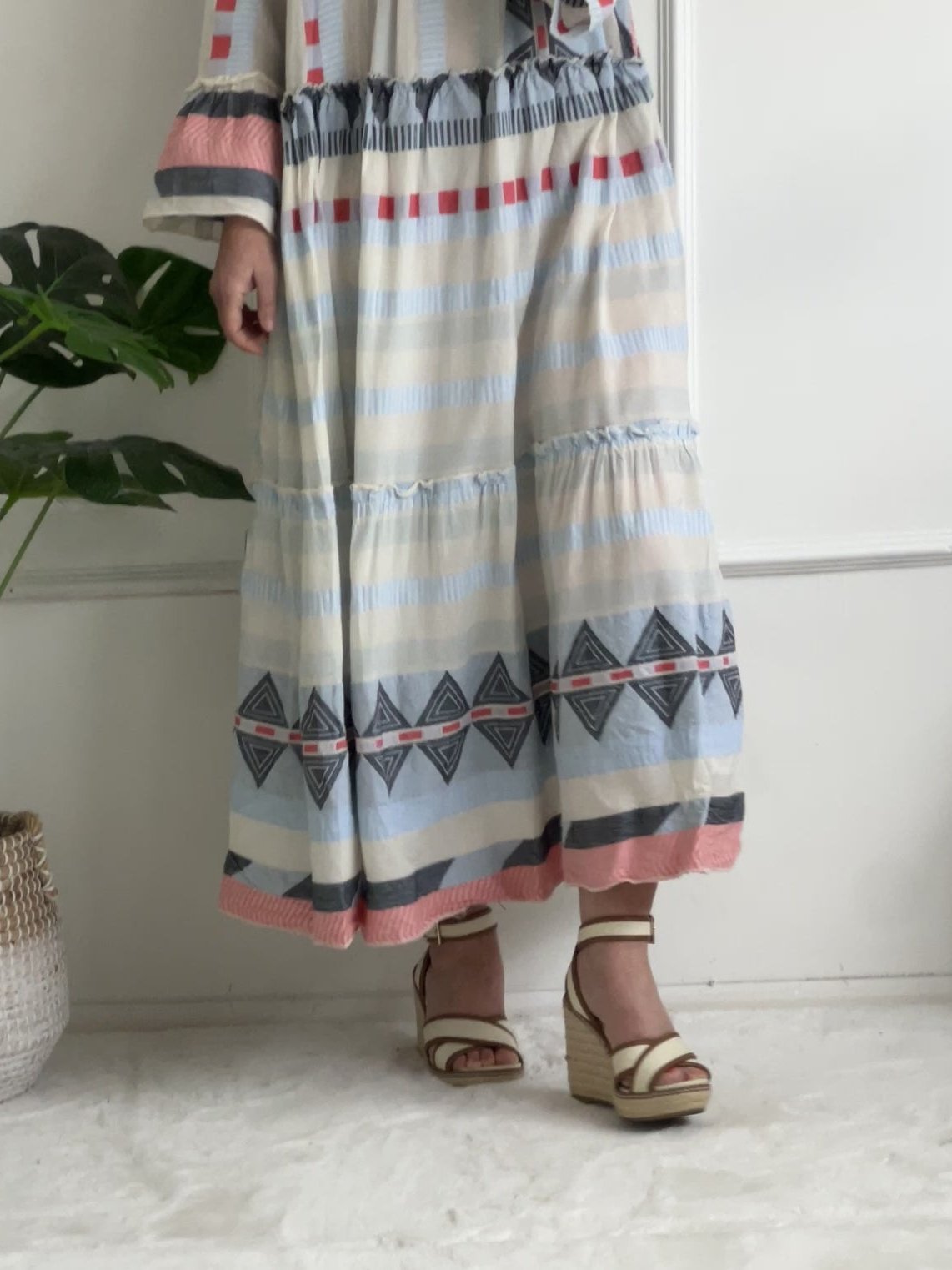 Casual V-neck Striped Loose Dress