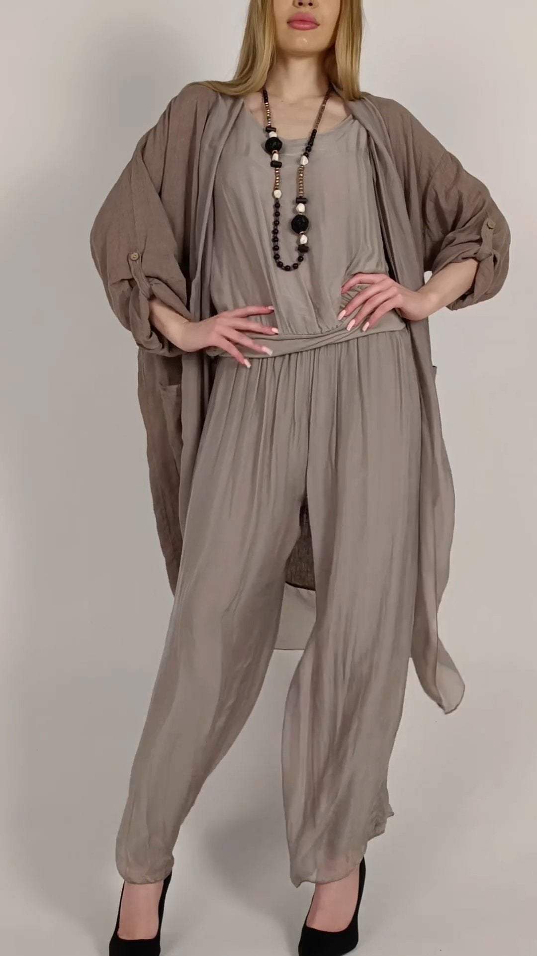 Women's Round Neck Chiffon Comfortable Loose Casual Three-piece Suit