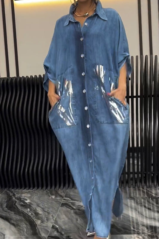 Women's denim hot silver shirt dress