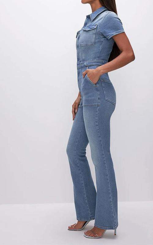 Casual Lapel Oversized Denim Jumpsuit