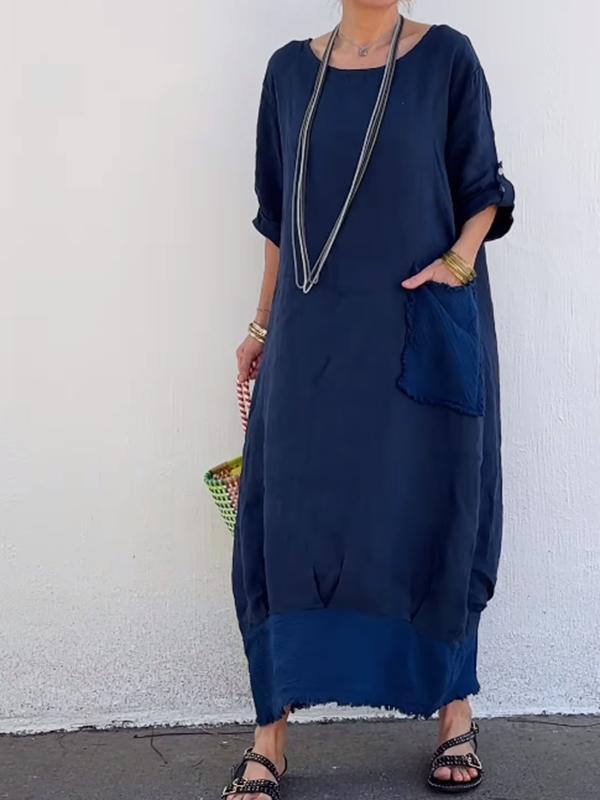 and linen patchwork long dress