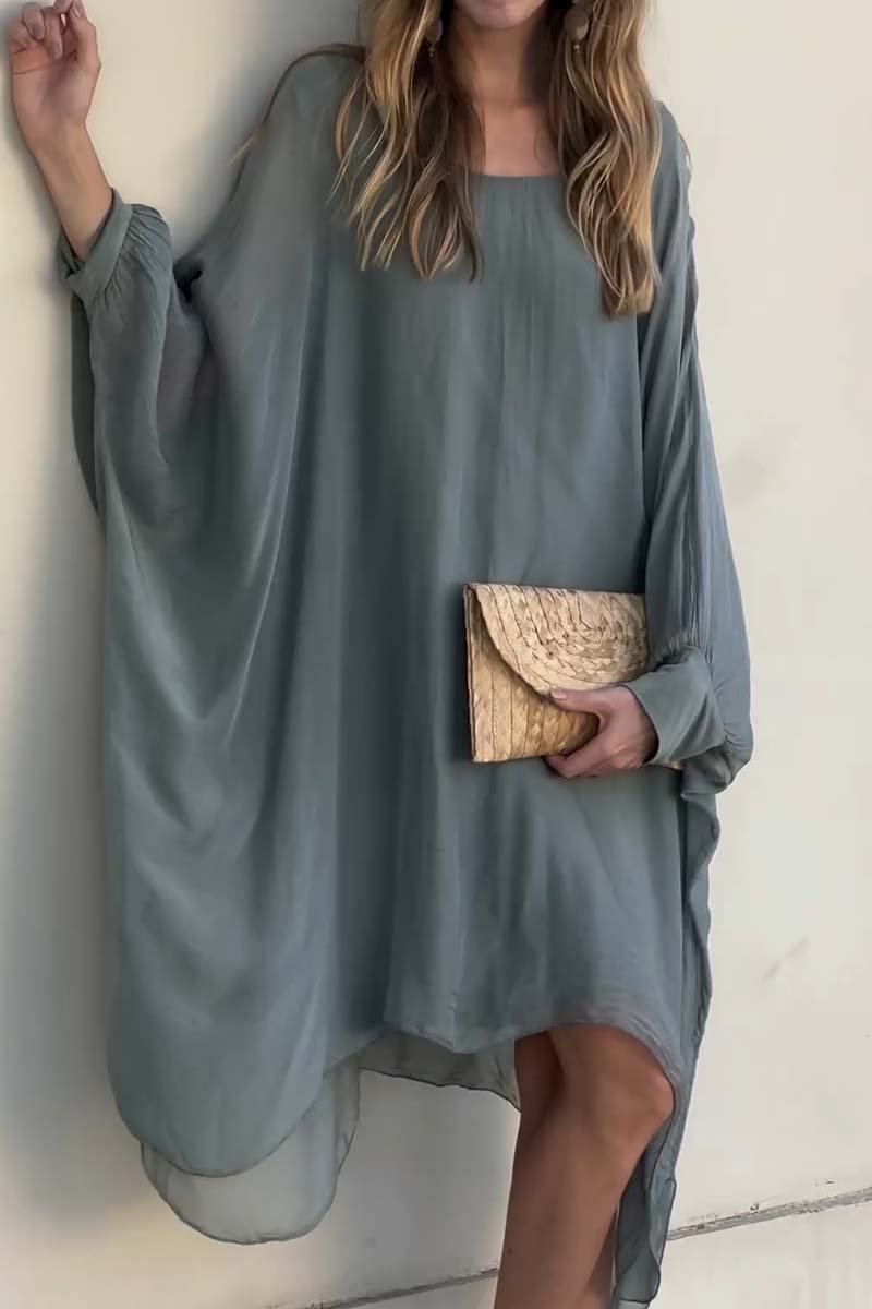 casual loose chiffon dolman sleeve dress