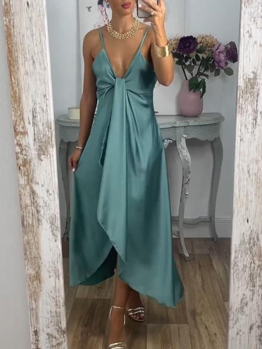 Sexy Women's Satin Suspender Swing Dress Party Travel Dress