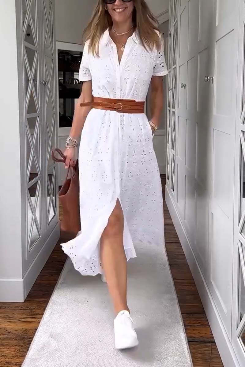 Women's Casual Fashion Hollow Shirt Dress