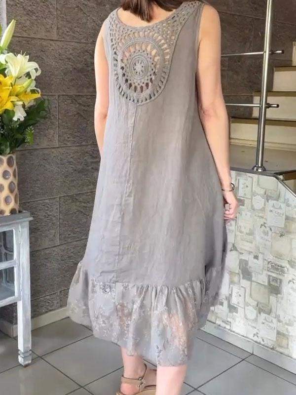 vest cotton and linen patchwork dress