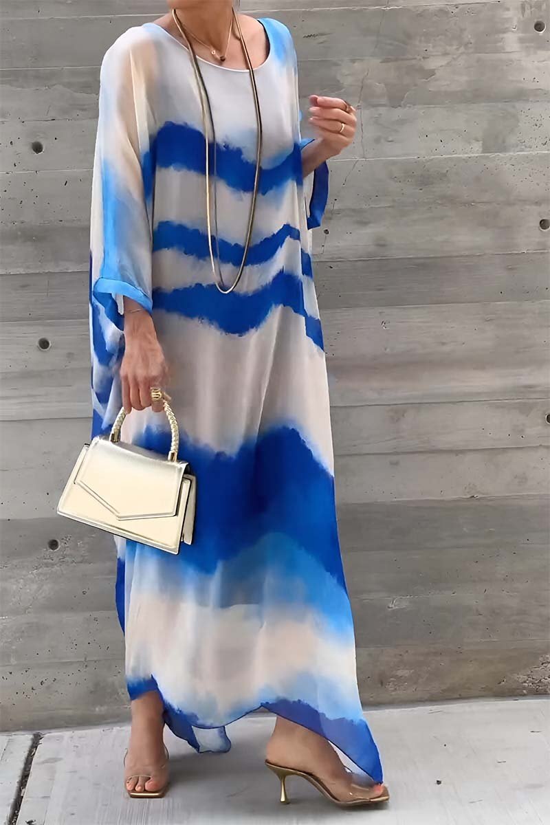 chiffon striped gradient dress