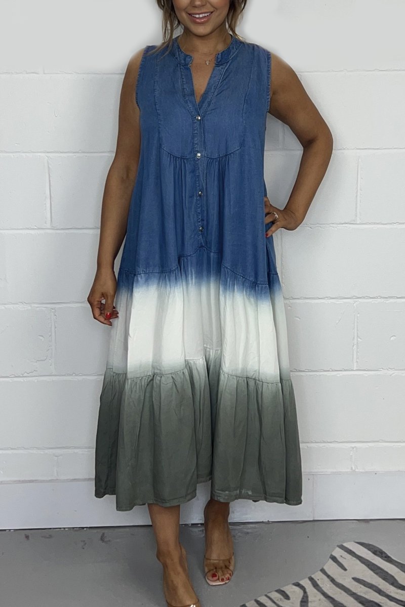 Ivyshape | Women's Tie Dye Color Dress Maxi