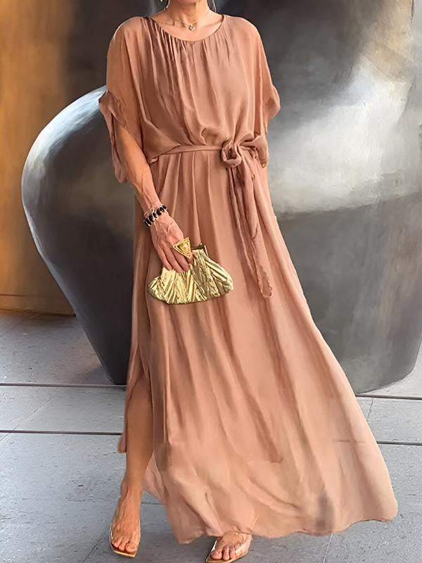 chiffon tie-waist long dress