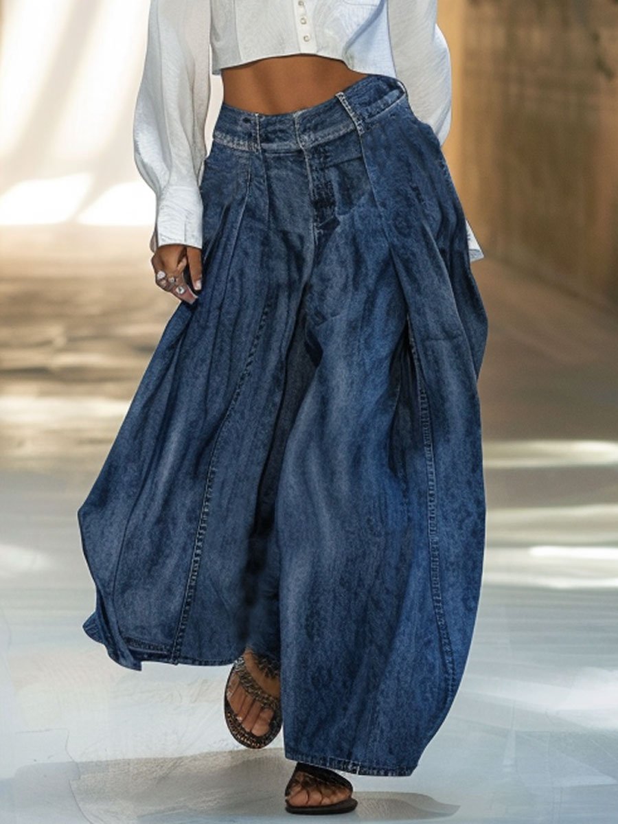 Casual Loose Retro Denim Skirt