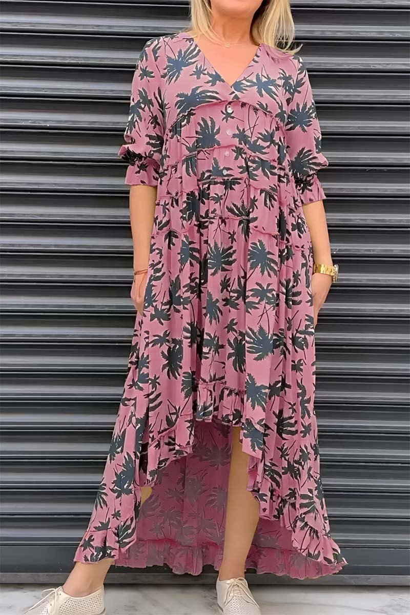 Women's casual irregular hem printed dress