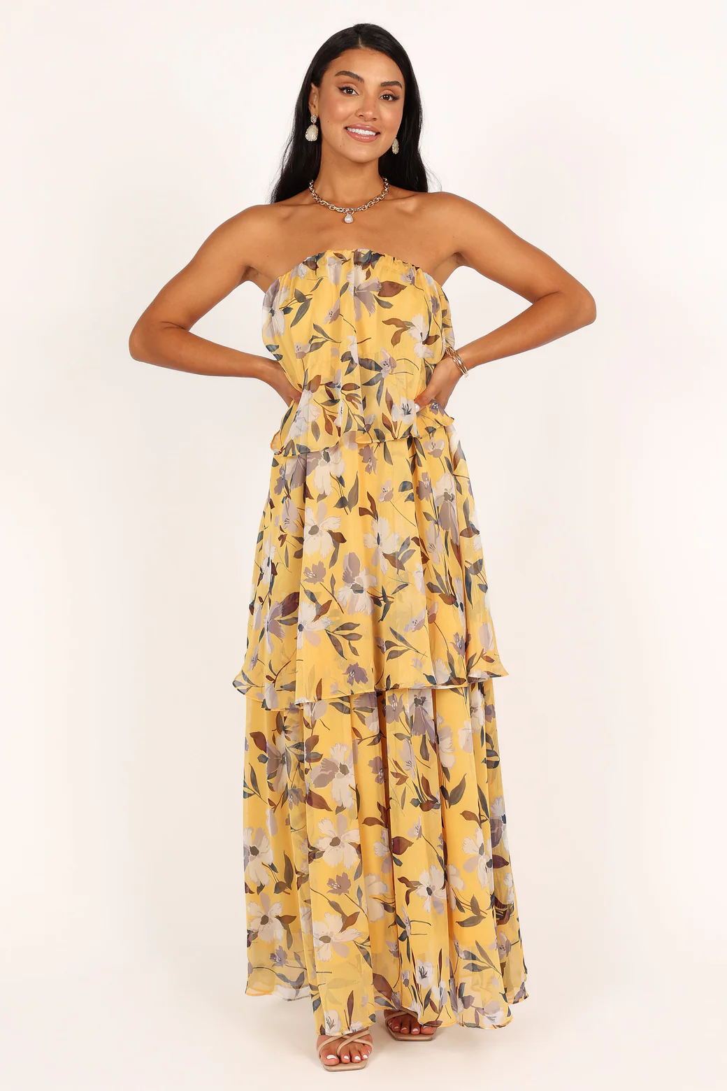 Ivyshape | Multi-Layer Strapless Maxi Dress