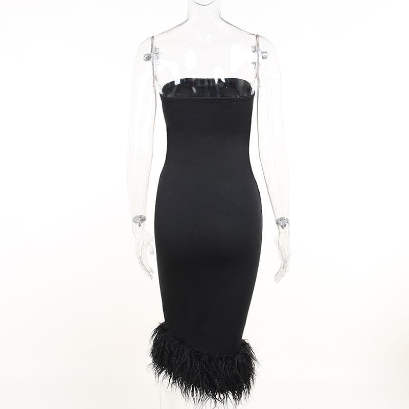 Sleeveless solid feather backless tube dress