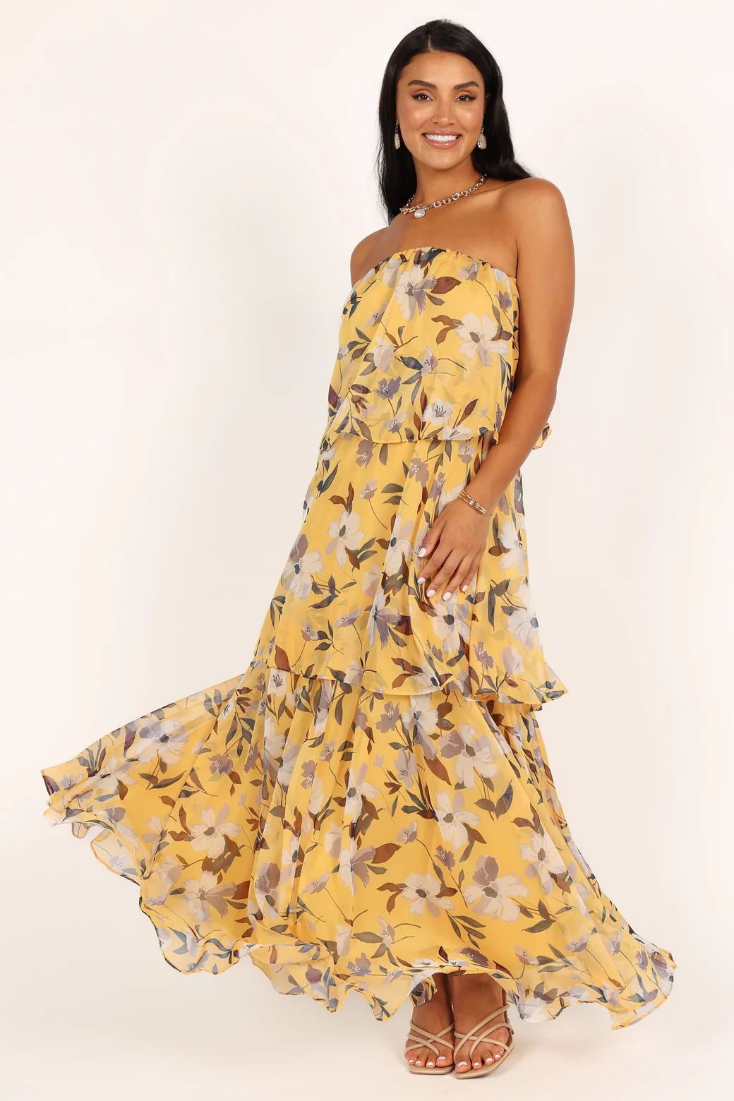 Ivyshape | Multi-Layer Strapless Maxi Dress