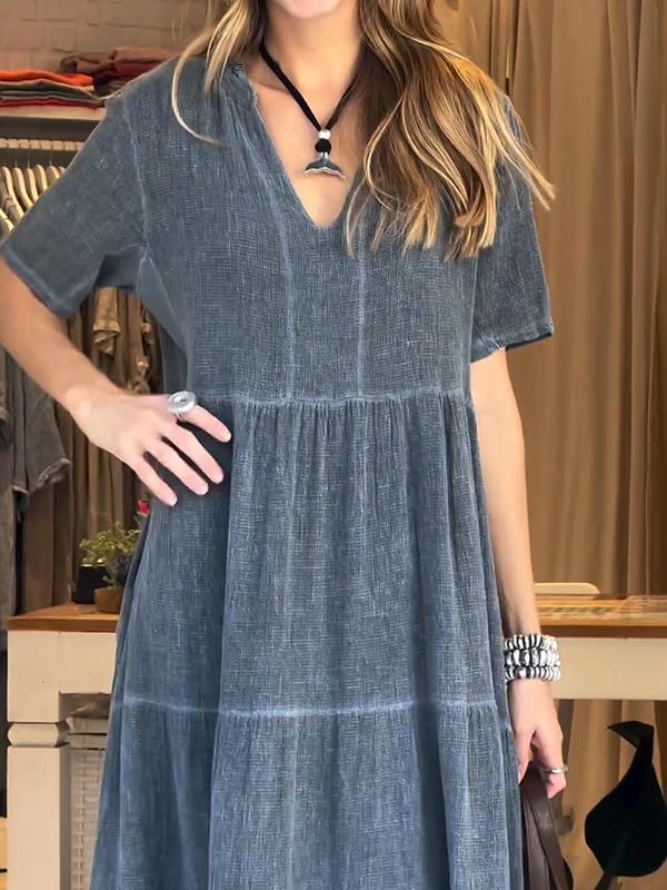 Women Casual Cotton and Linen Dress